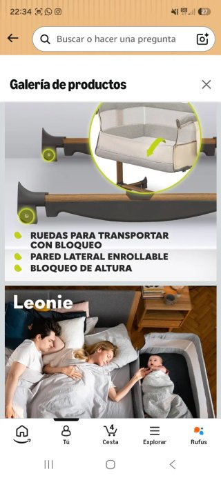 Minicuna Lionelo colecho + colchon