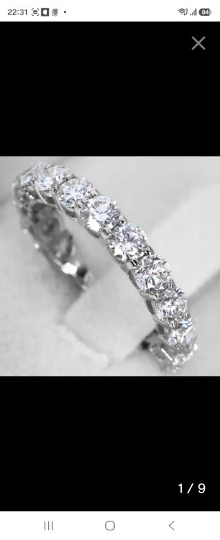 Anillo Eternidad Oro Blanco 14K Diamante