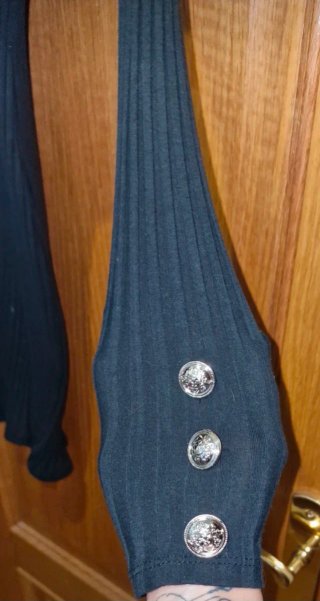 Vestido Negro Manga Larga Talla M Mujer