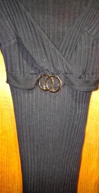 Vestido Negro Manga Larga Talla M Mujer