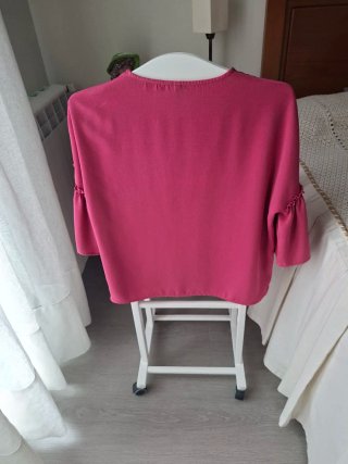 Blusa beige manga acampanada Talla M + regalo