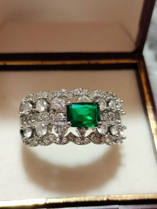 Anillo Vintage Esmeralda Plata
