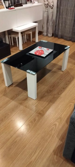 Mesa comedor cristal + 4 sillas y mesa auxiliar