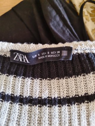 Vestido Zara Rayas Blanco y Negro