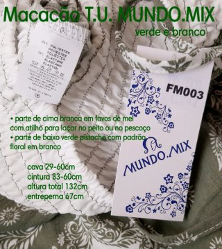 Macacão cai-cai MUNDO.MIX Tamanho Único