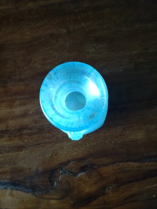 Vasetto vetro Murano celeste scavo glass