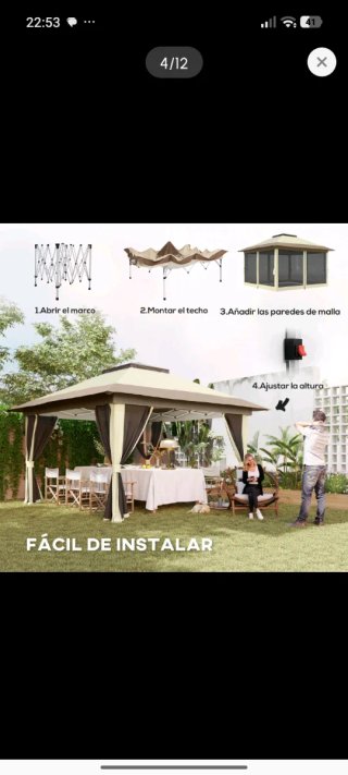 Cenador Plegable 3.6x3.6m con Mosquiteras