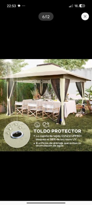 Cenador Plegable 3.6x3.6m con Mosquiteras