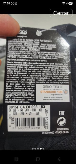Sujetador deportivo Shock Absorber 85B