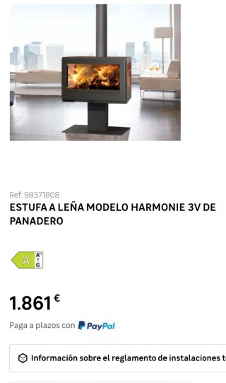Chimenea / Estufa de leña Panadero Harmonie 3V