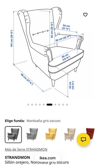 Sillón orejero Ikea gris tela