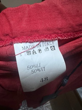 Pantaloni donna misto lino rossi