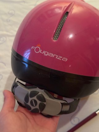Casco rosa y palo hípica