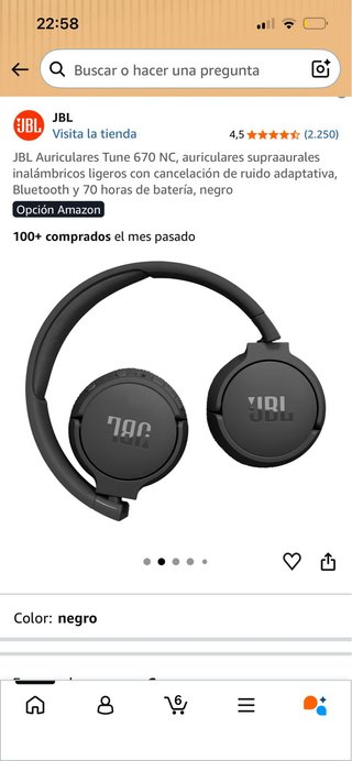Auriculares JBL Tune 520BT Negros