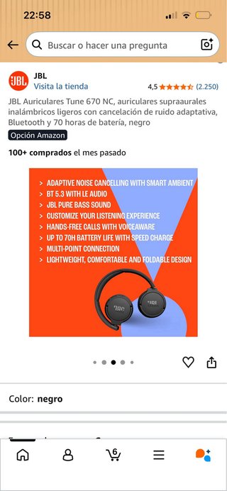 Auriculares JBL Tune 520BT Negros