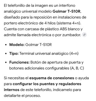 Telefonillo Golmar Blanco