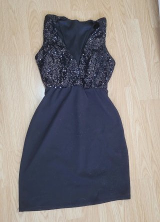 Vestido de fiesta negro lentejuelas