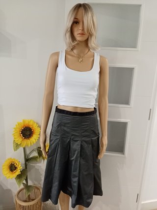 Falda midi Massimo Dutti gris
