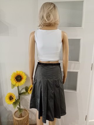 Falda midi Massimo Dutti gris