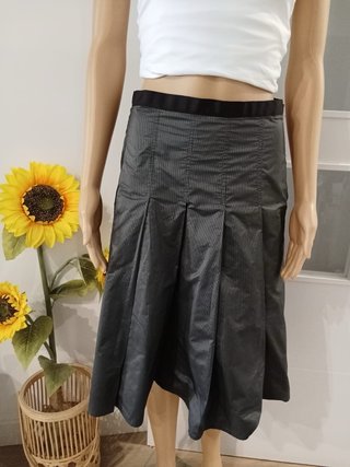 Falda midi Massimo Dutti gris