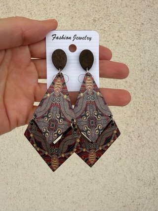Pendientes madera grandes diseño étnico nuevos