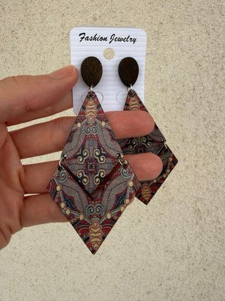 Pendientes madera grandes diseño étnico nuevos