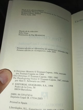Tres Cuentos Un Recuerdo Navideño; una Navidad;...
