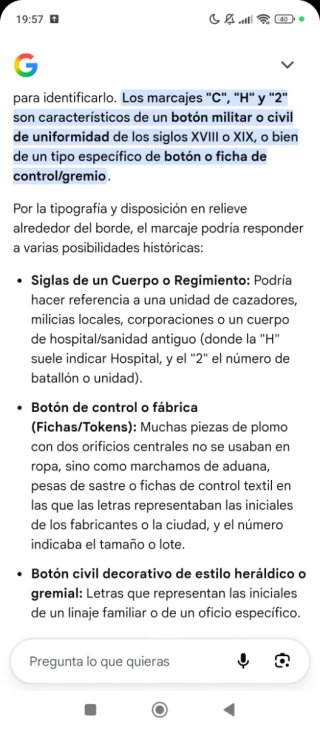 Botón de plomo S. XVIII-XIX
