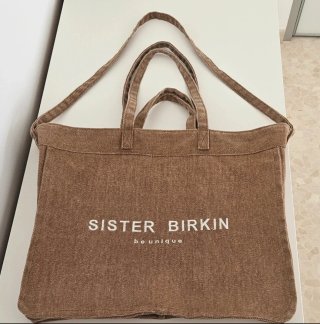 Bolsa Tote Lona Sister Birkin Marrón