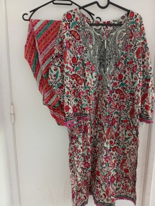 Túnica Pakistani estampada multicolor talla única