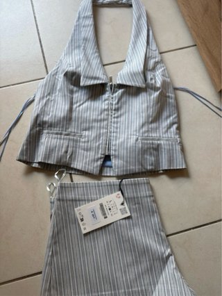 Conjunto Top Halter y Short Rayas Zara
