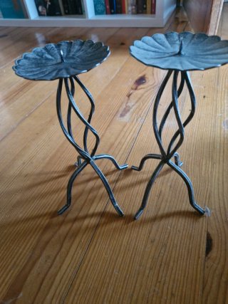 Par de Candelabros Metal Flor