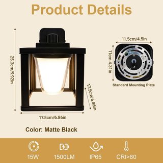 NUEVO! Aplique Pared Exterior Negro 15W