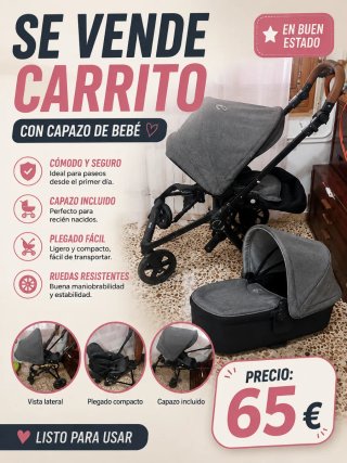 Carrito de bebé con capazo