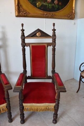 Antiguo tresillo terciopelo rojo