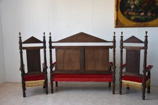 Antiguo tresillo terciopelo rojo