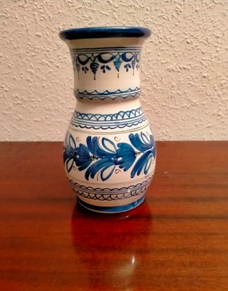 Jarrón Cerámica Puente Arzobispo Azul/Blanco