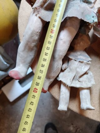 Lote 4 muñecas antiguas cartón piedra