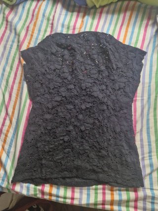 Top Preto Renda Justo Tamanho M