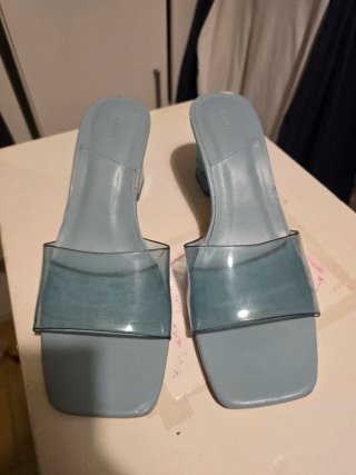 Sandalias transparentes tacón azul claro T.38