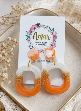Pendientes artesanales de Resina