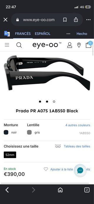 Gafas de sol Prada PR A07S 1AB5S0 Black