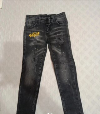 Jeans bambino icon d squared neri con scritte