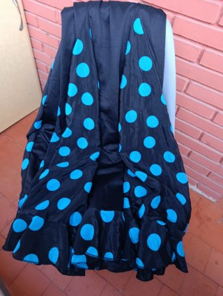 Falda flamenca lunares azul y negro