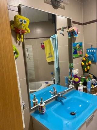 Mueble baño blanco y azul cristal 80cm