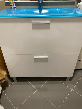 Mueble baño blanco y azul cristal 80cm