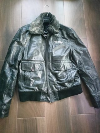 Cazadora Hombre Piel Gris oscuro