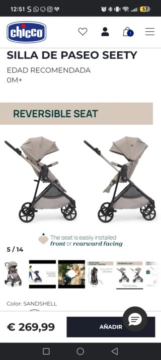 Silla de paseo Chicco reversible