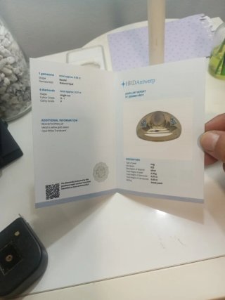 Anillo plata Oro 18K Ópalo y Diamantes,certificado