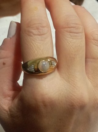 Anillo plata Oro 18K Ópalo y Diamantes,certificado